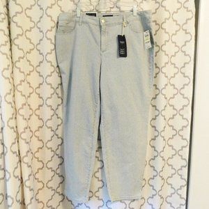 Charter Club - Bristol Ankle Blue & White Pin Stripe Mid Rise Jeans - 18…